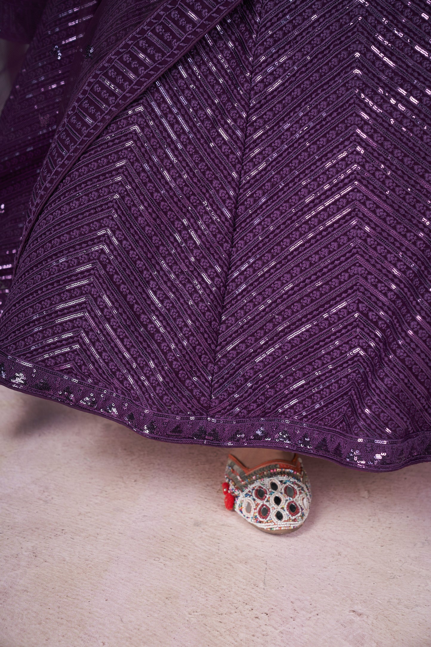 Astonishing Purple Sequins Georgette Engagement Wear Lehenga Choli By WTW