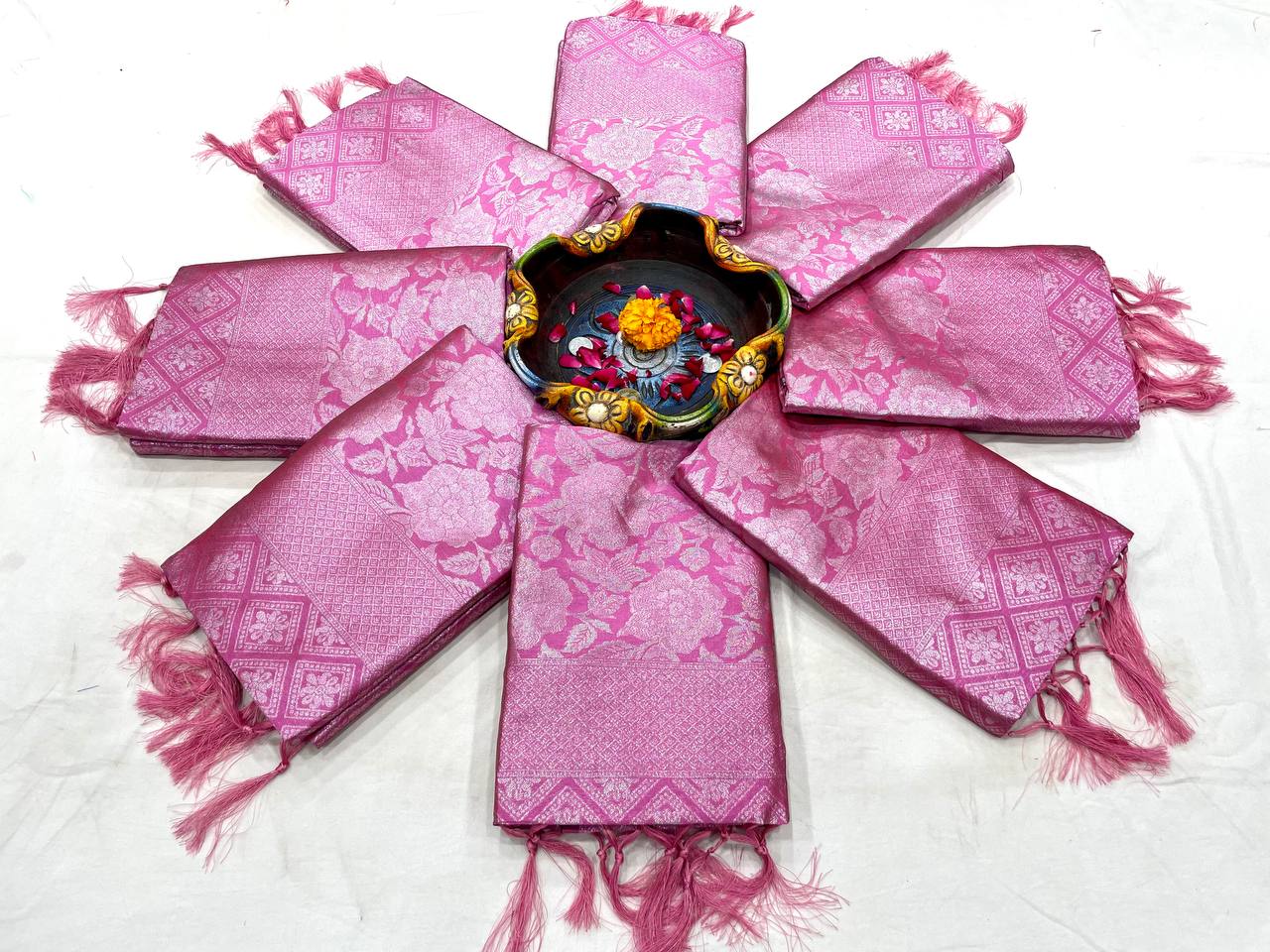 Adoring Pink Soft Silk Saree With Cynosure Blouse Piece By WTW