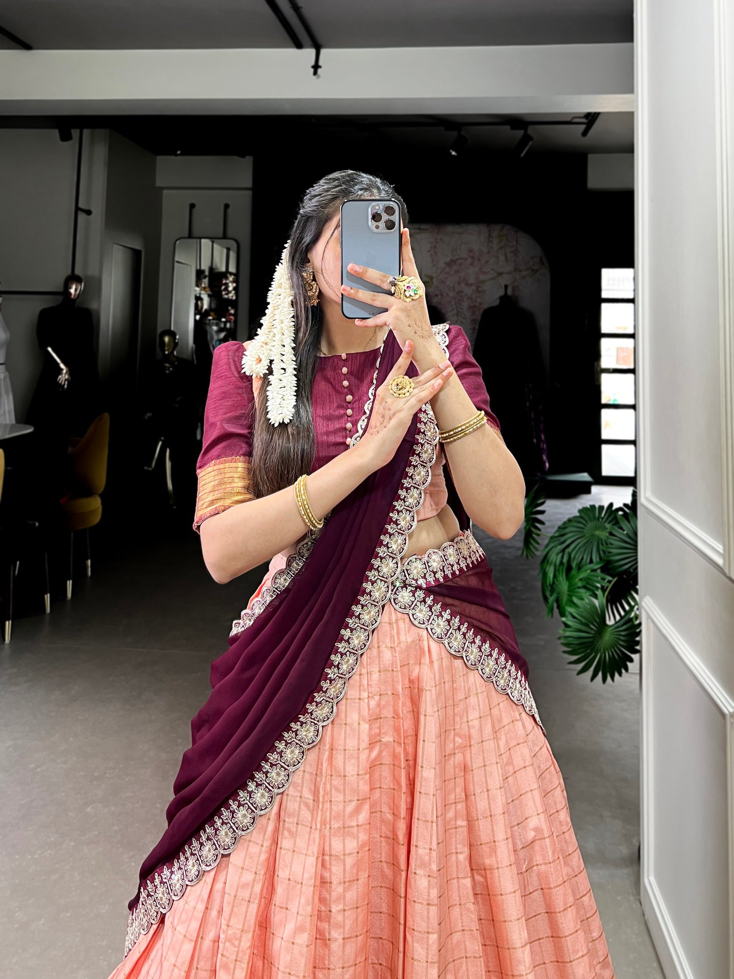 Peach The Perfect Blend Of Traditional Lehenga Choli By WTW