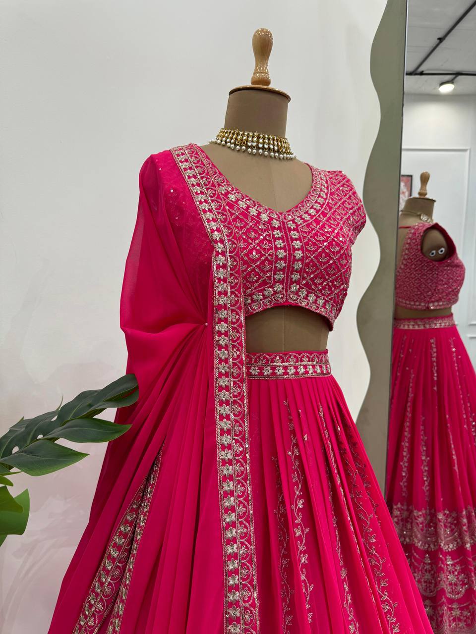 Wedding Wear Georgette Heavy Work Pink Color Lehenga Choli By WTW