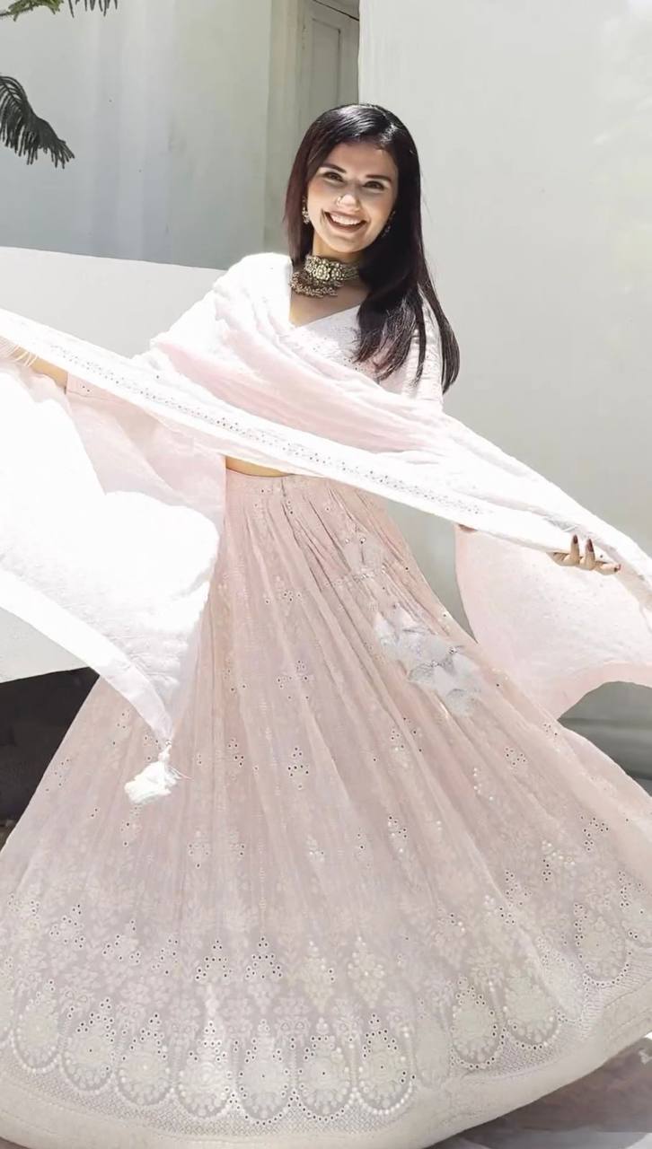 Beautiful Designer Georgette Sequence & Thread Work Lehenga Choli By WTW