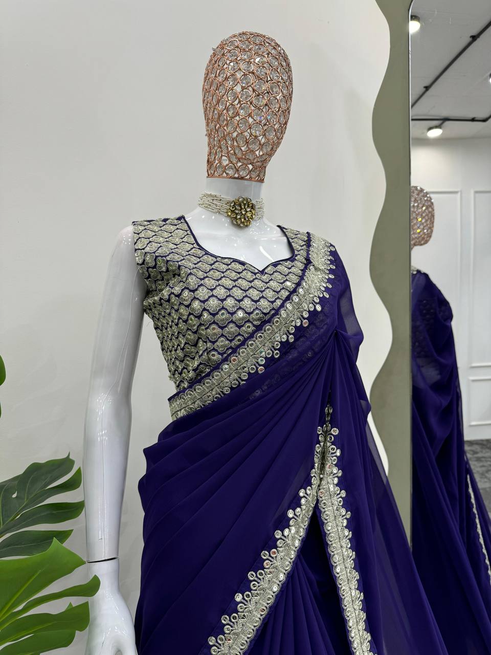 Elegant Heavy Georgette Saree With Sequins Work By WTW