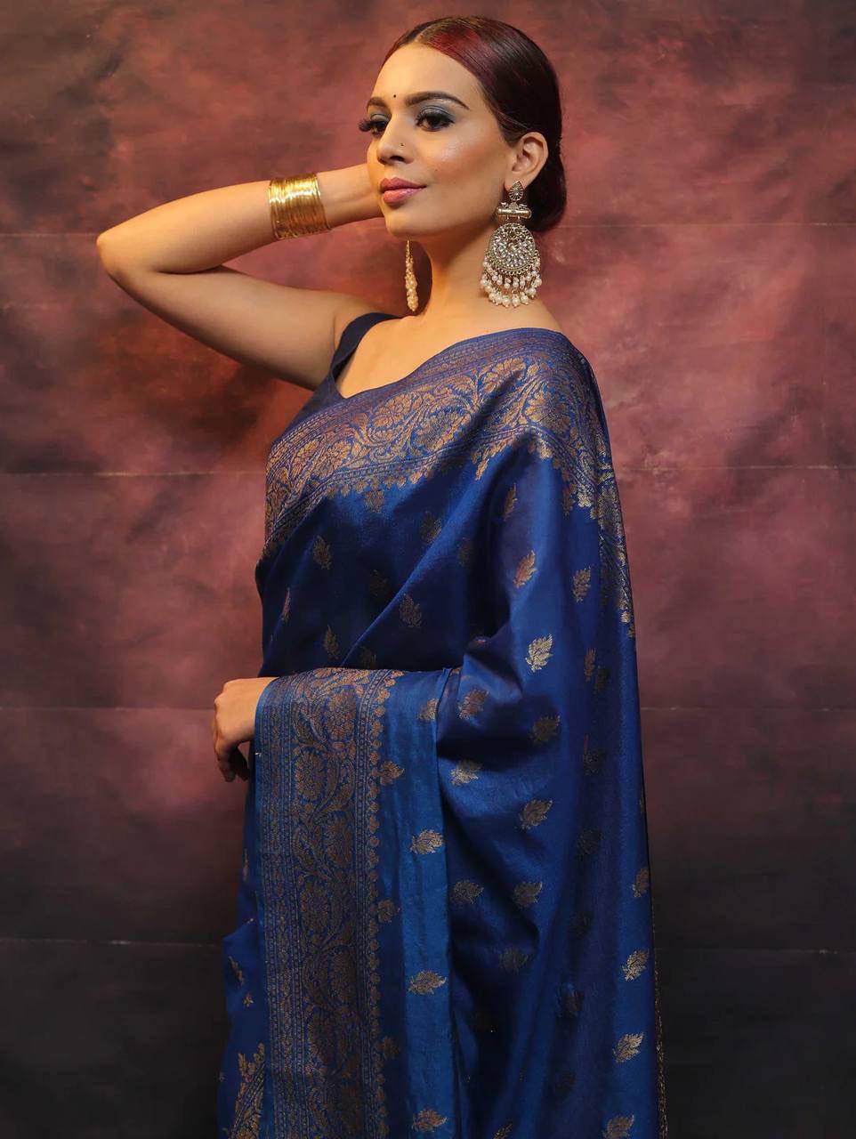 Precious Blue Soft Silk Saree With Flamboyant Blouse Piece By WTW