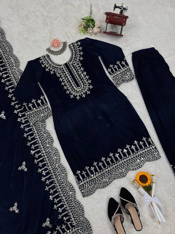 Presenting New Quality Viscos Velvet Plazo And Dupata Set By WTW