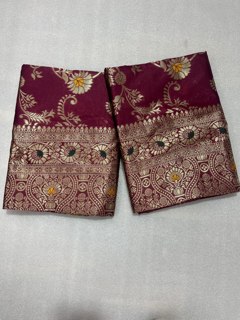 Elegantly Decorated With Gorgeous Solid Jacquard Weave Saree By WTW