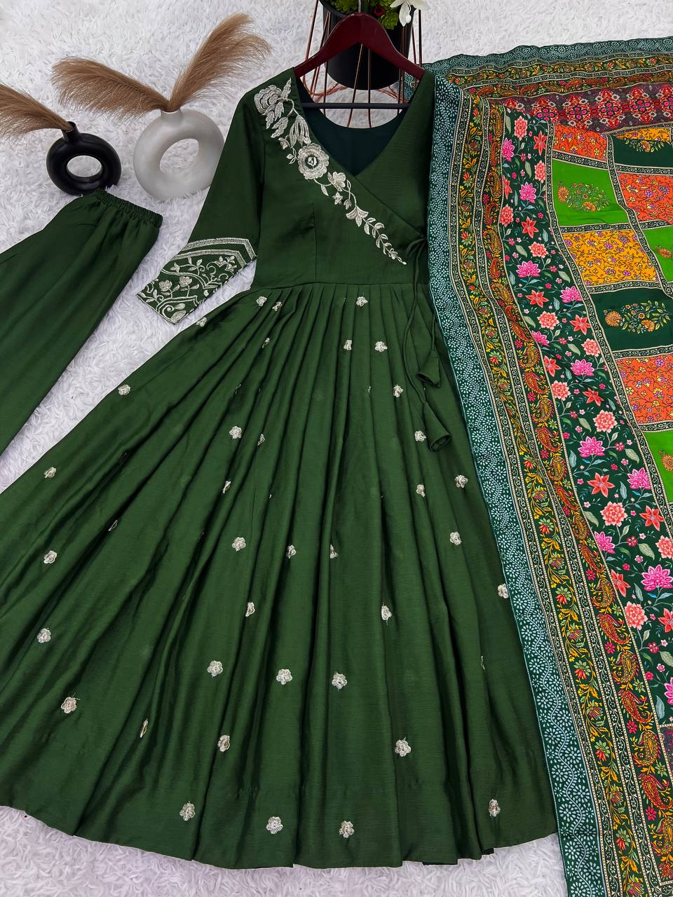 Festival Collection In Pure Chinnon With Embroidery Sequence Work Gown By WTW