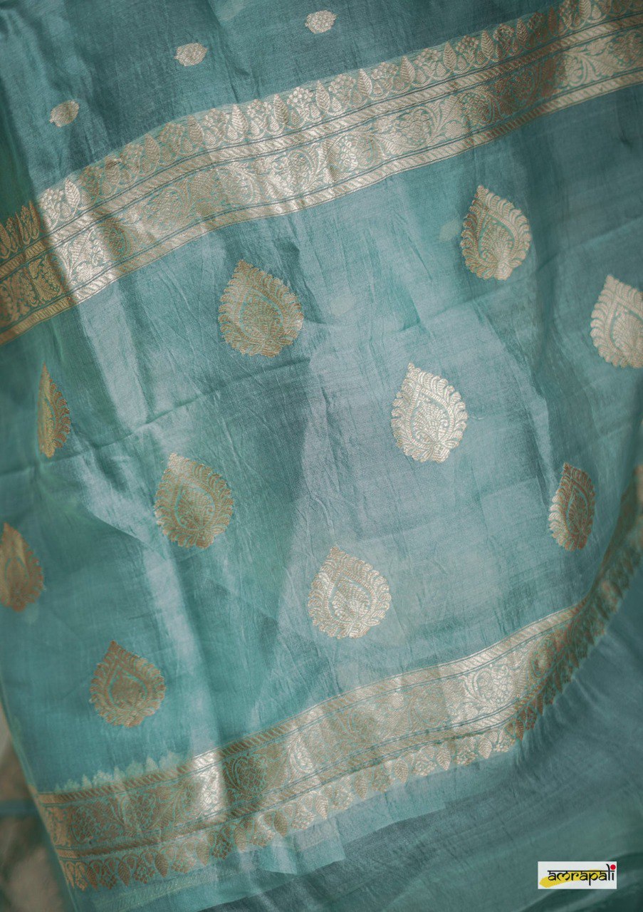 Dazzling Firozi Cotton Silk Saree By WTW