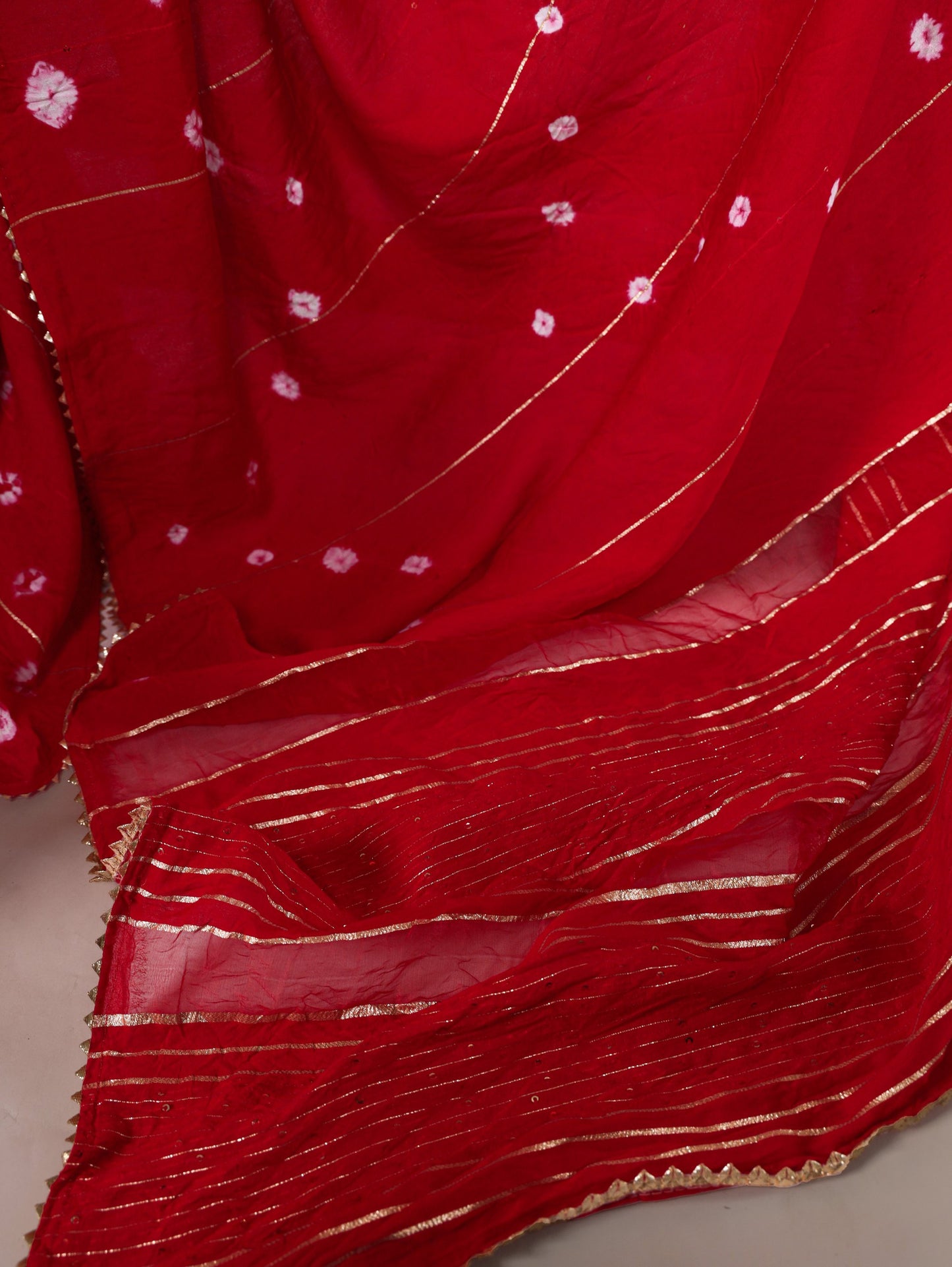 Red Color Sequins With Zari Line Viscose Chanderi Saree By WTW