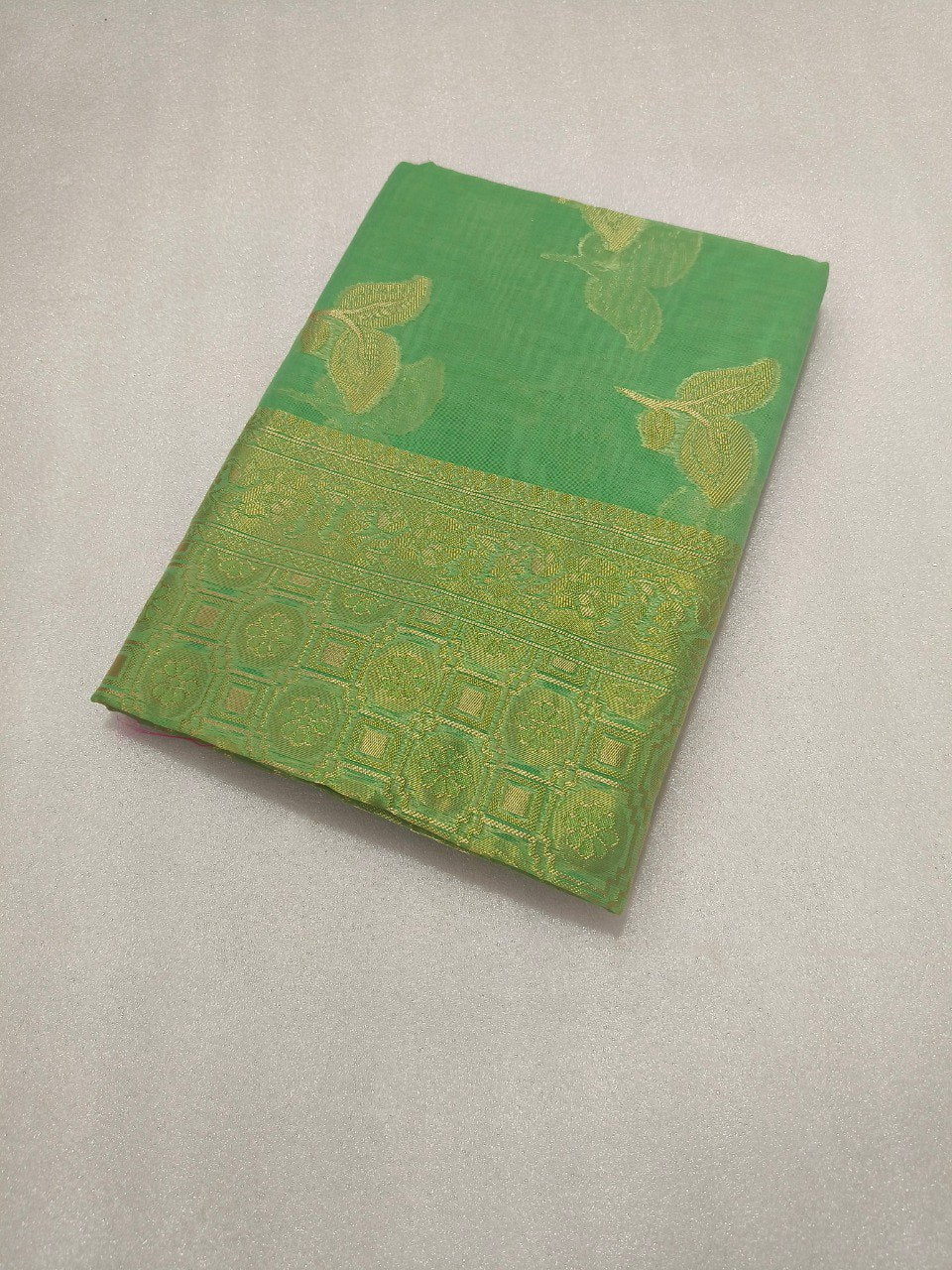 Parrot Green Cotton Silk Saree By WTW