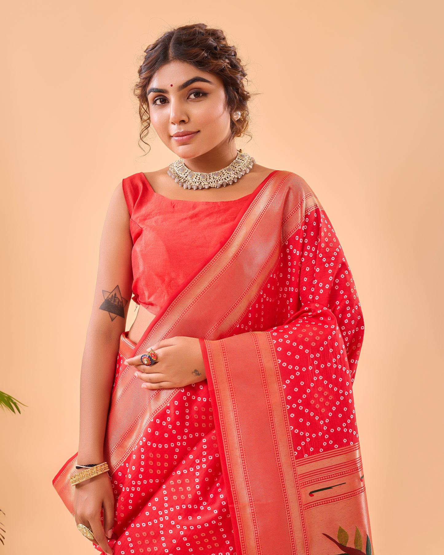 Pure Soft Designer Beautiful Bandhej Paithani Patola Silk Saree By WTW
