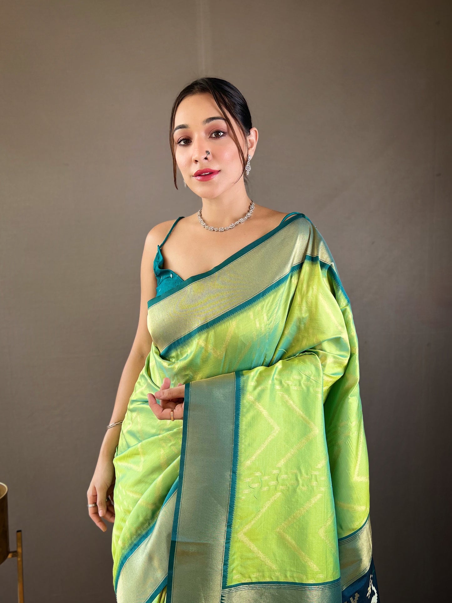 Pistachio Green Soft Banarasi Silk Saree By WTW
