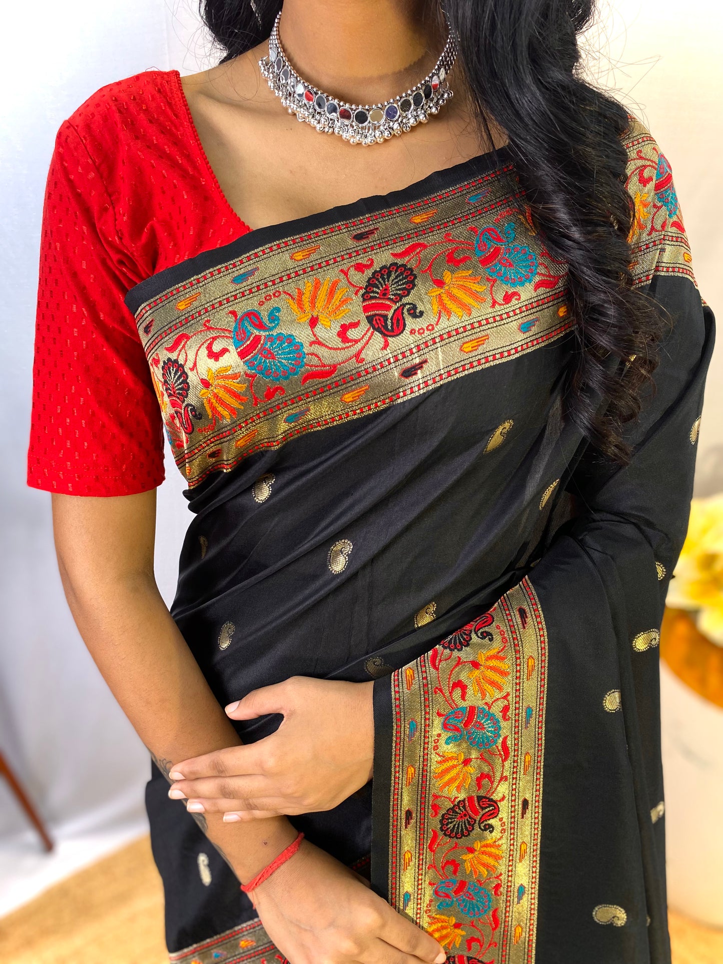 Paithani Silk Black Festival Wear Weaving Saree By WTW