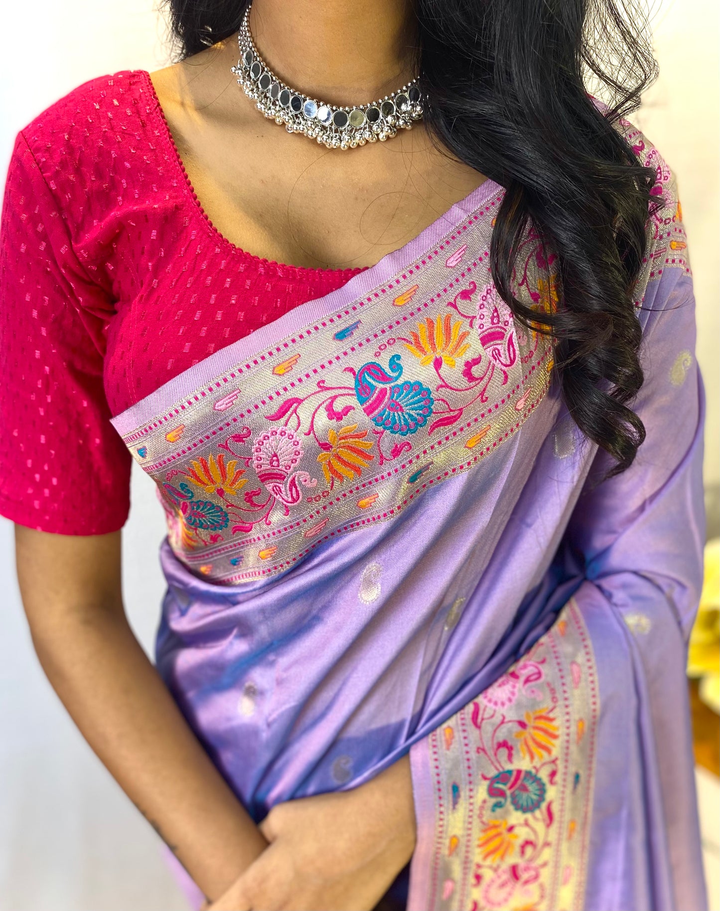 Paithani Silk Lavender Festival Wear Weaving Saree By WTW