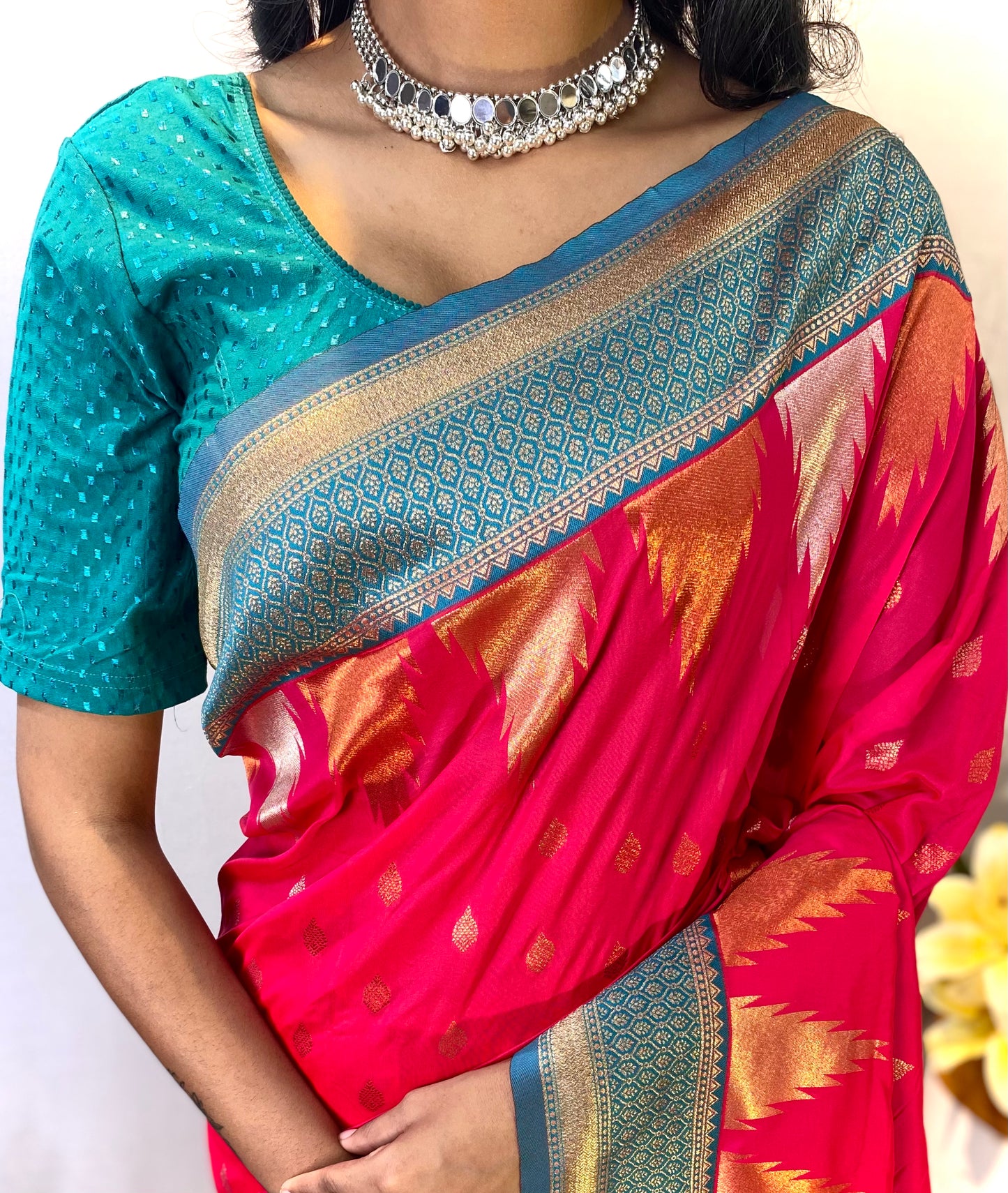 Pink Designer Kanchipuram Silk And Zari Weaving Saree By WTW
