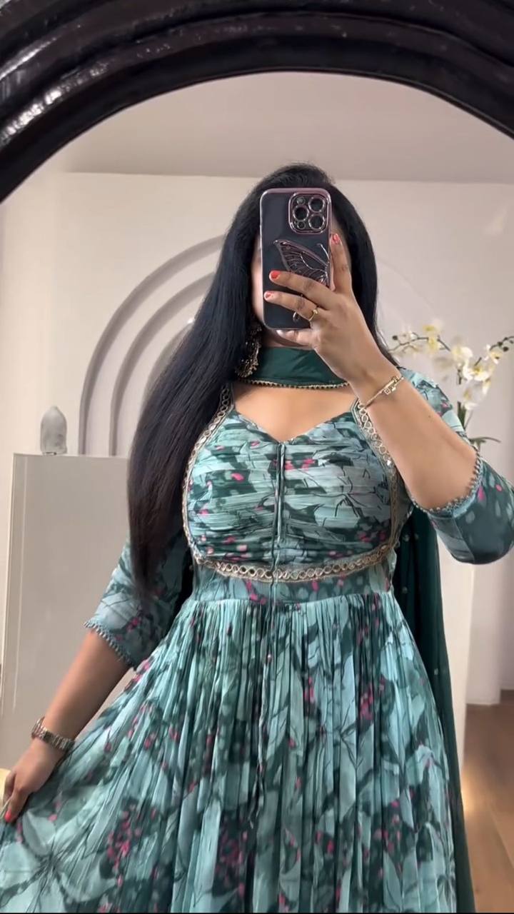 Fox Georgette Launching Floral Print Gown By WTW