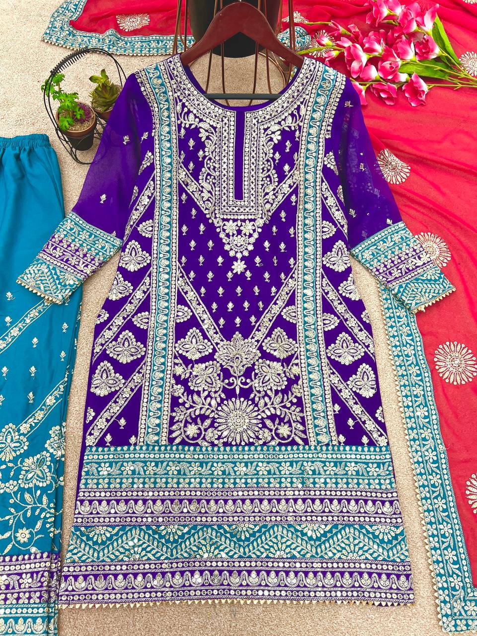 Motwani Violet Color Georgette Embroidery Salwar Suit By WTW