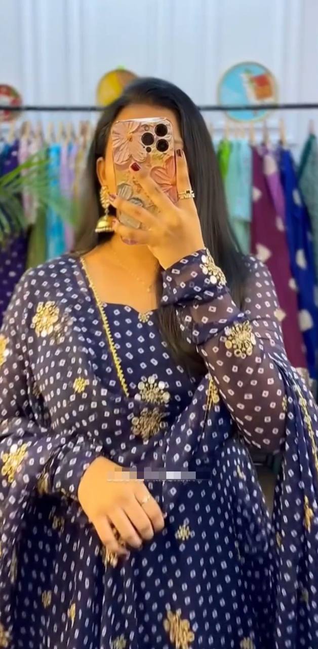 Sttuc Fox Georgette Gown Dupatta Set Wholesaler By WTW