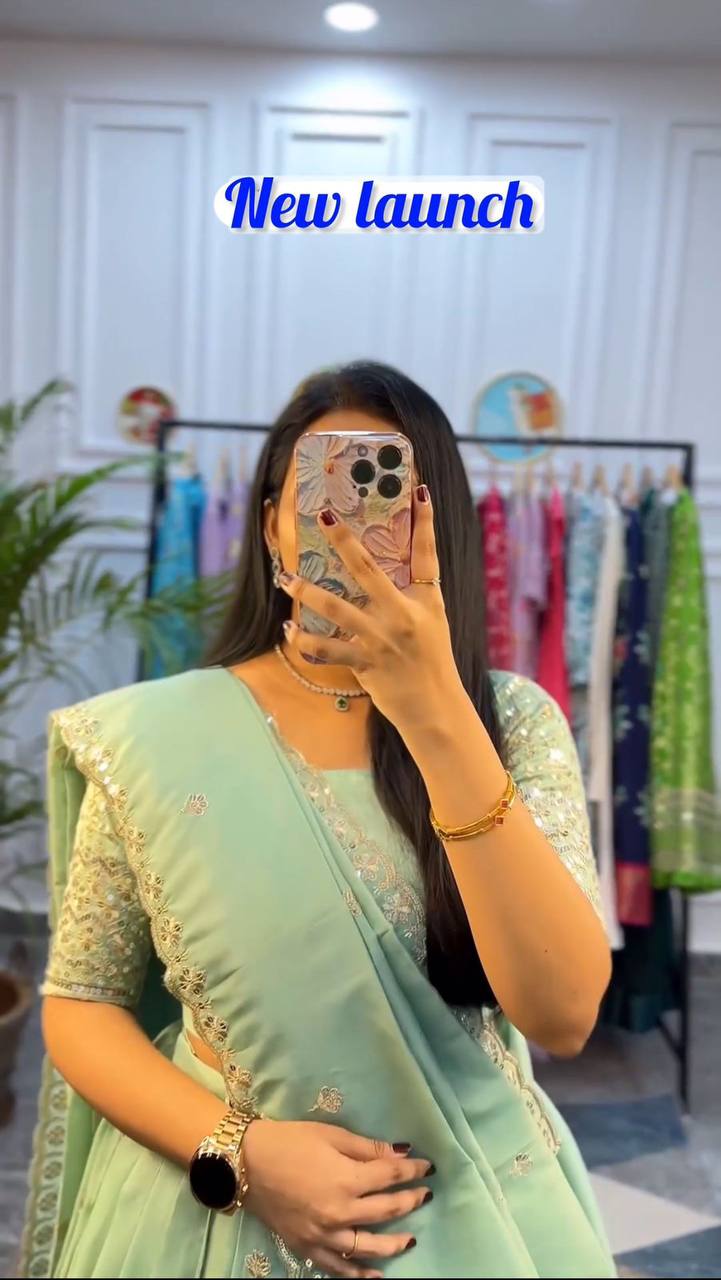 Wedding Wear Cotton Pista Lehenga Choli By WTW