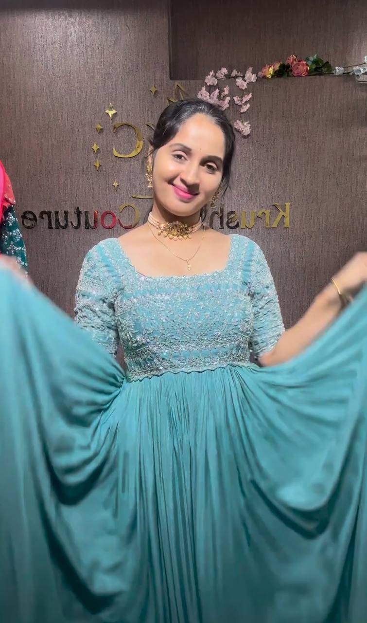 New Fashionable Embroidery Sequins Work & Stone Hand Work Aliya Cut Gown With Dupatta By WTW