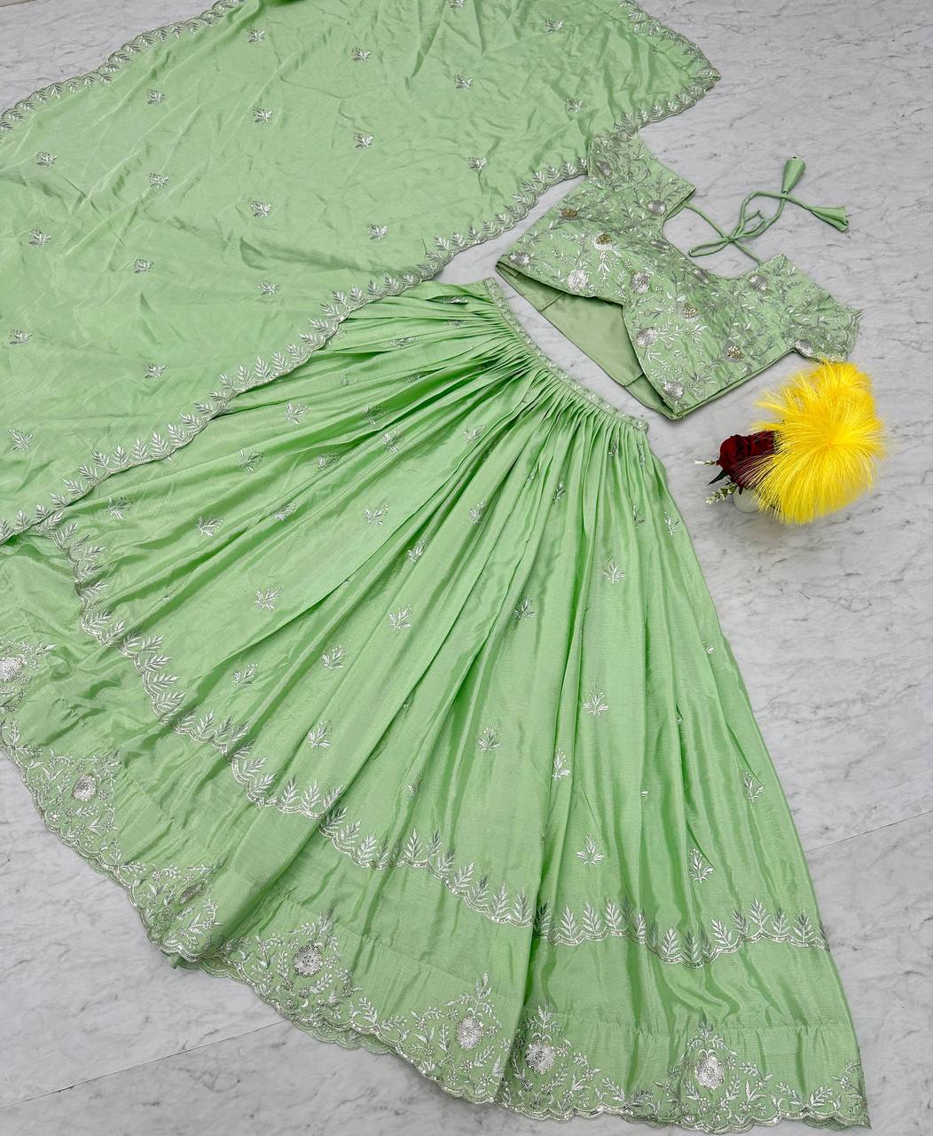 Chinnon Silk Lehenga Choli With Dupatta By WTW