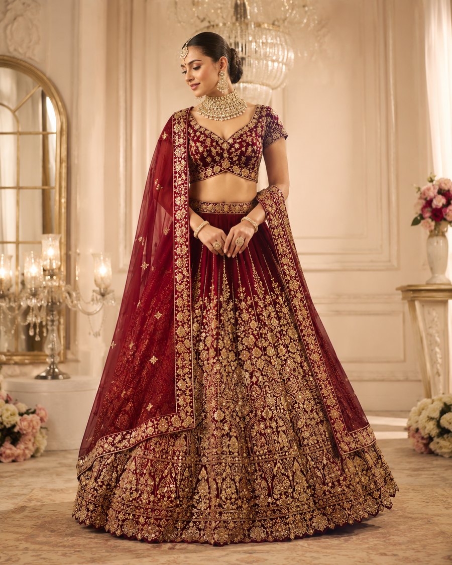 Bridal traditional wear merah gold