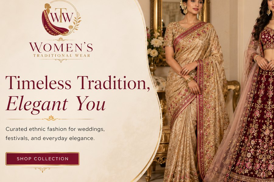 Kampanye koleksi festive Women Traditional Wear dengan busana tradisional premium