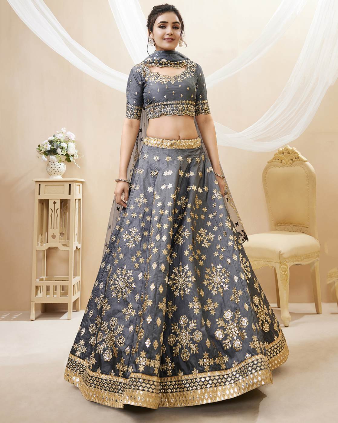 Women Embroidered Flared Lehenga Choli Set By WTW