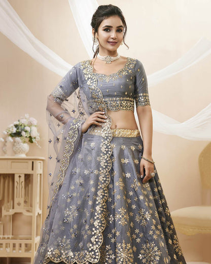 Women Embroidered Flared Lehenga Choli Set By WTW