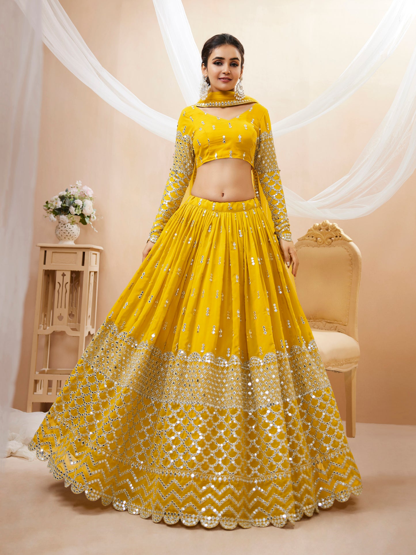 Women Embroidered Lehenga Choli Set with Dupatta By WTW