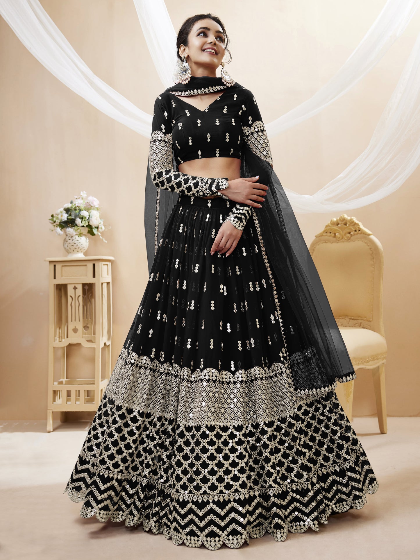 Embellished Lehenga Choli Set with Dupatta By WTW