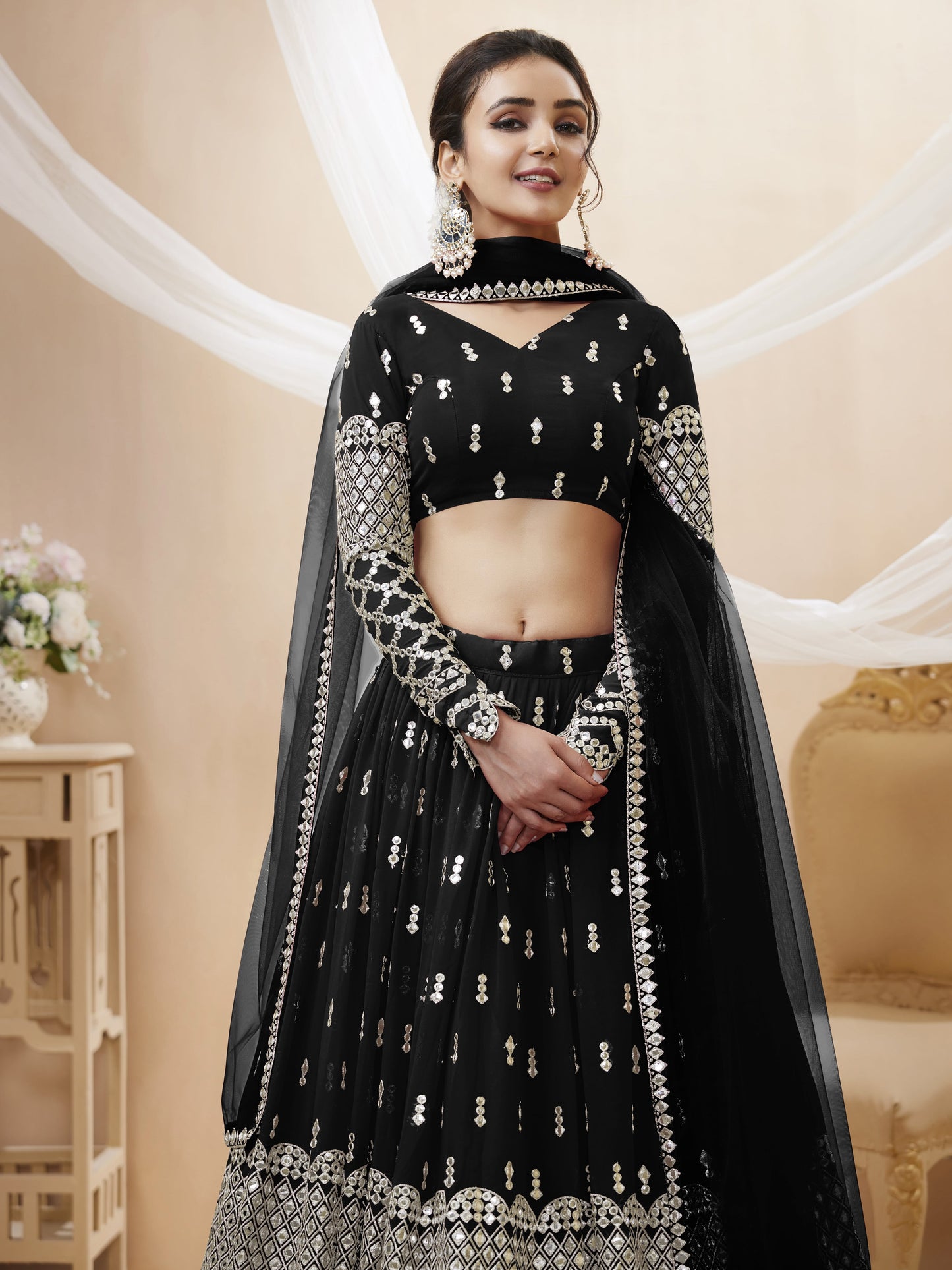 Embellished Lehenga Choli Set with Dupatta By WTW