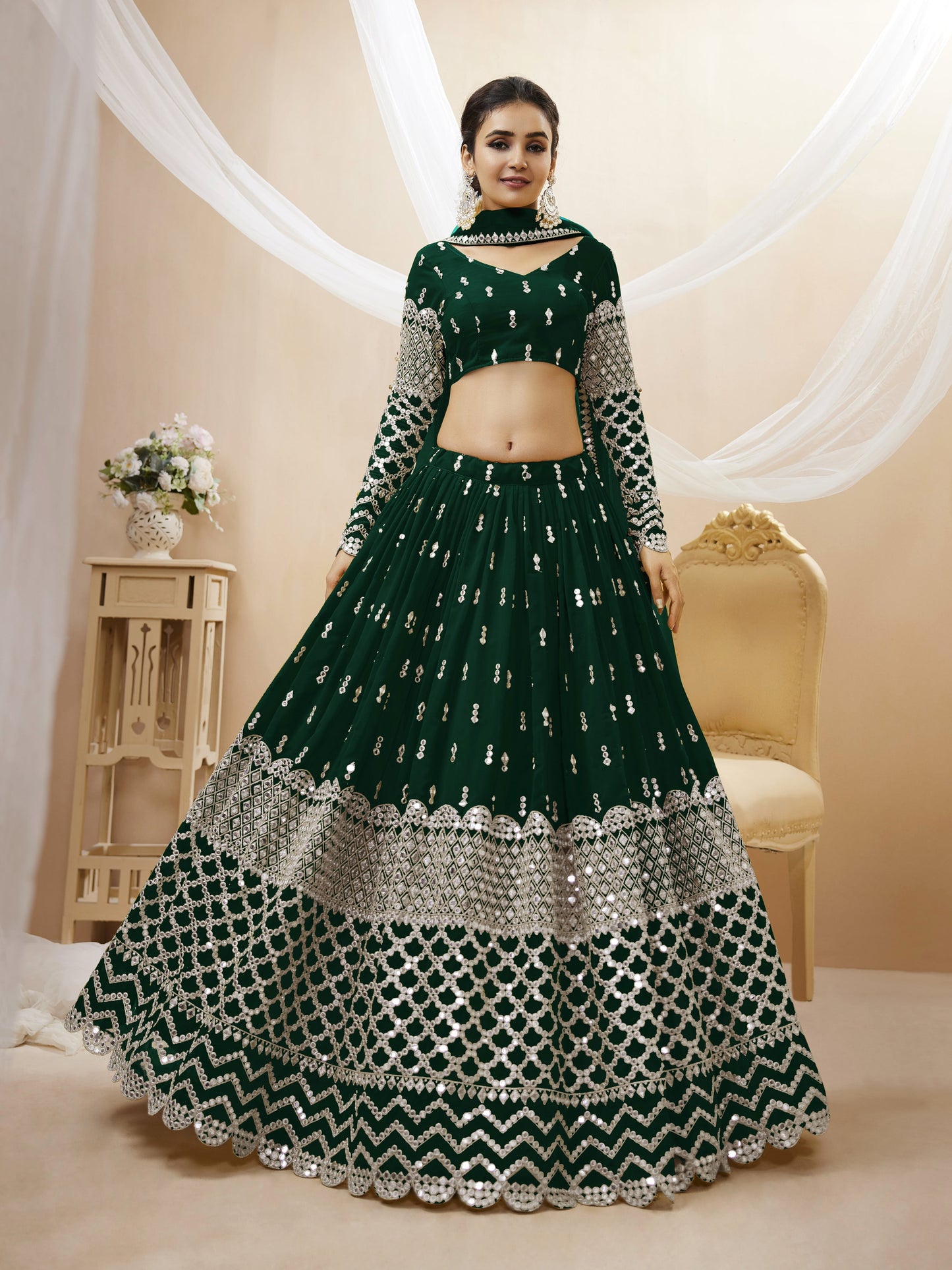 Women Embroidered Lehenga Choli Set with Dupatta By WTW