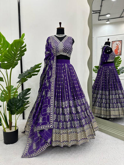 Amazing Purple Color Georgette Sequence Work Lehenga Choli By WTW