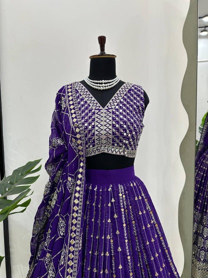 Amazing Purple Color Georgette Sequence Work Lehenga Choli By WTW