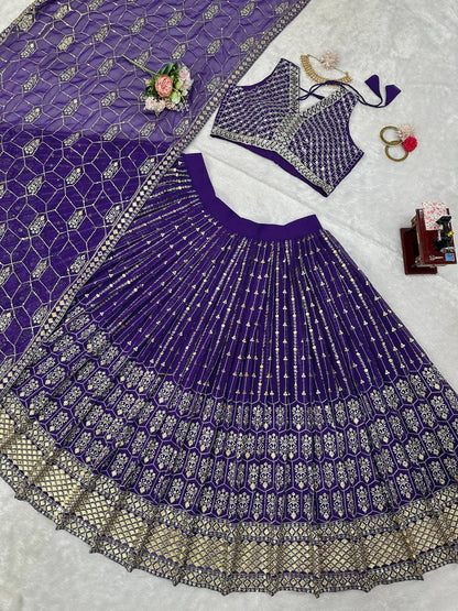 Amazing Purple Color Georgette Sequence Work Lehenga Choli By WTW