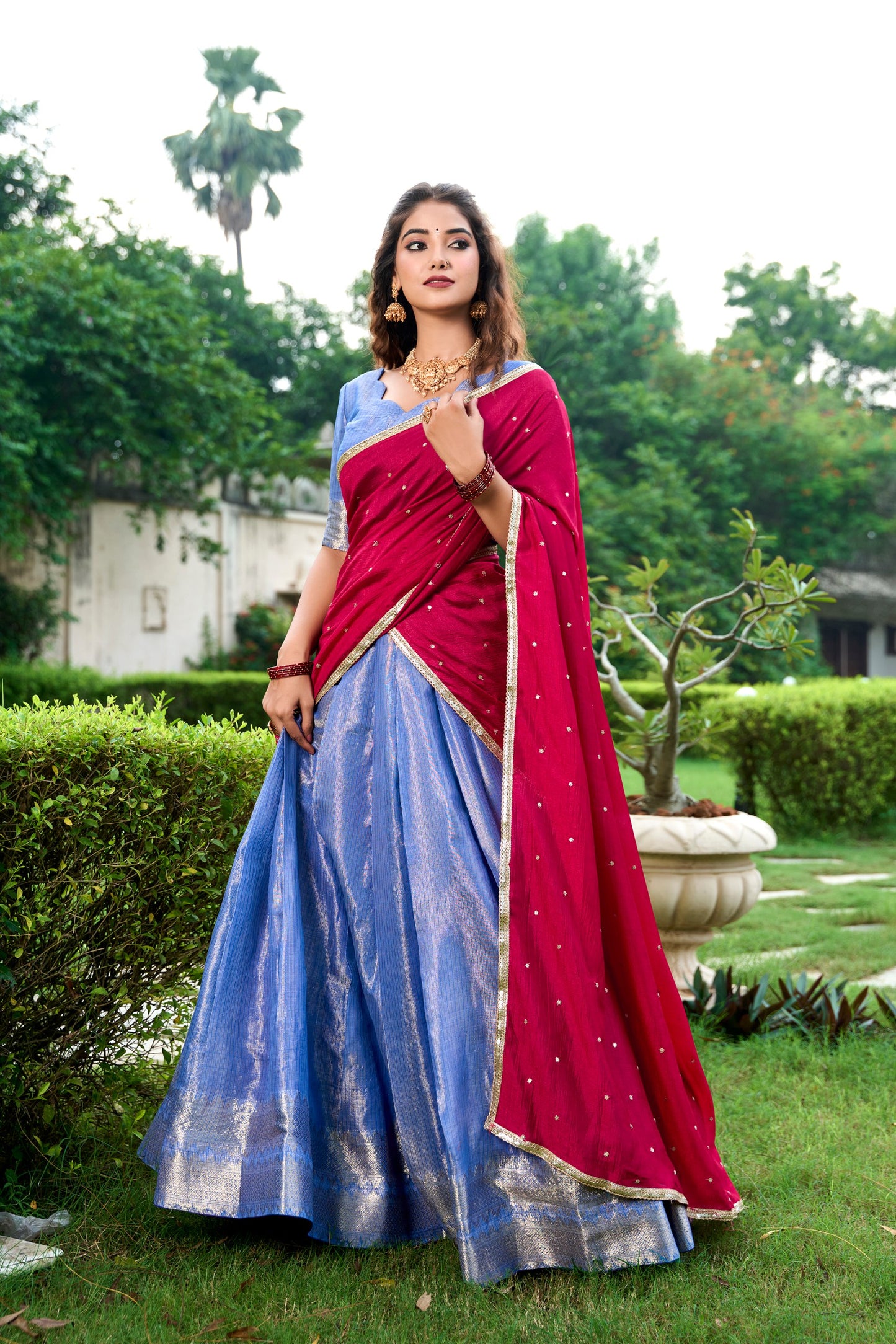 Special Royal Blue Color Zari Weaving Silk Event Wear Lehenga Choli By WTW