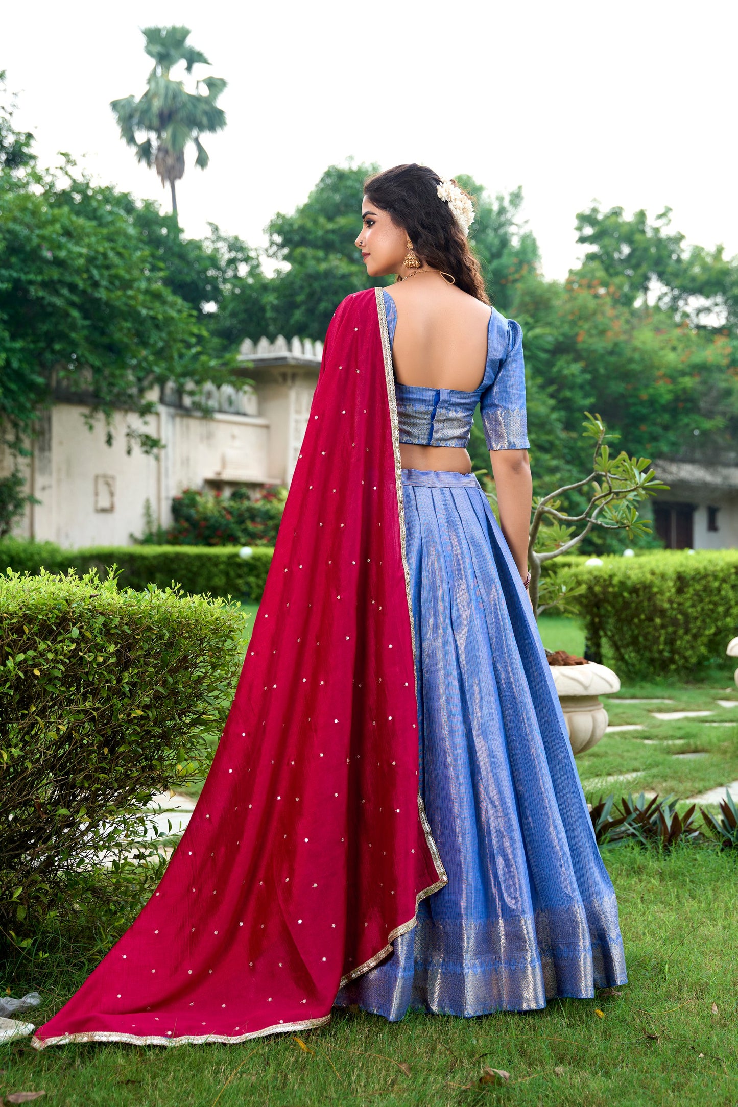 Special Royal Blue Color Zari Weaving Silk Event Wear Lehenga Choli By WTW