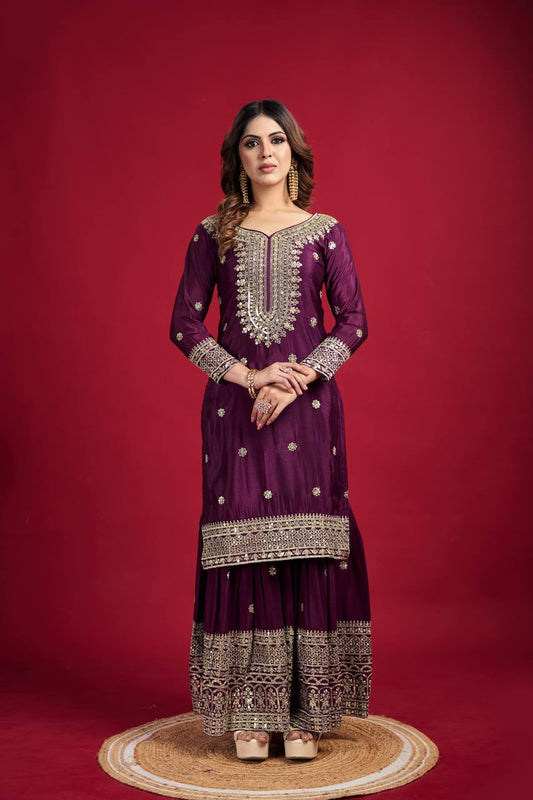 Presenting New Designer Collection In Chinnon Silk Salwar Suit By WTW
