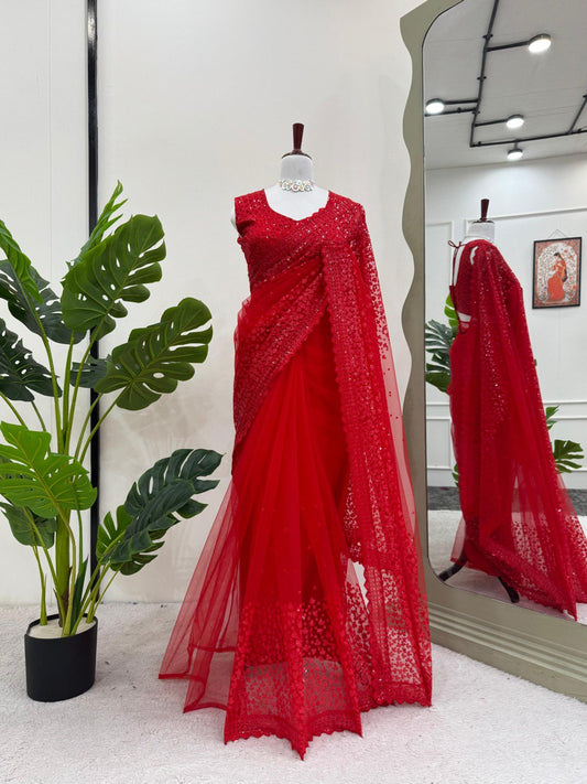 Elegant Soft Net Saree By WTW
