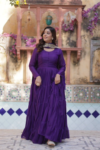 Aarushi Purple Georgette Embroidered Flared Anarkali Gown By WTW