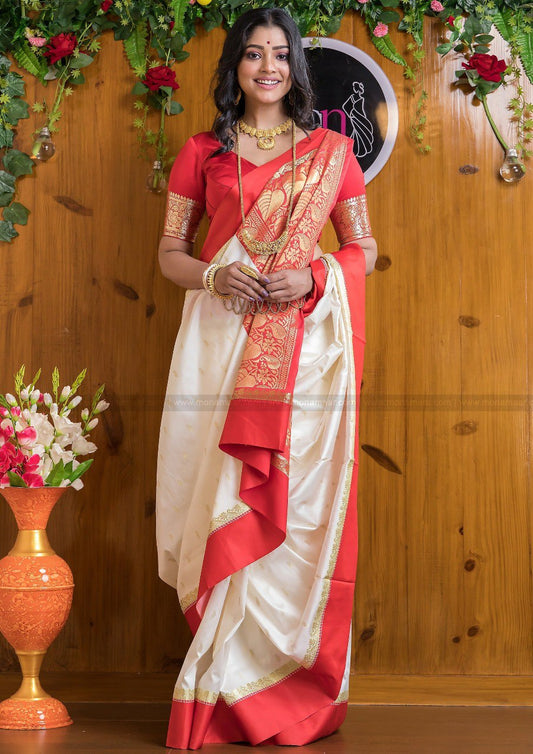 Seraglio Beige Soft Silk Saree With Smashing Blouse Piece By WTW