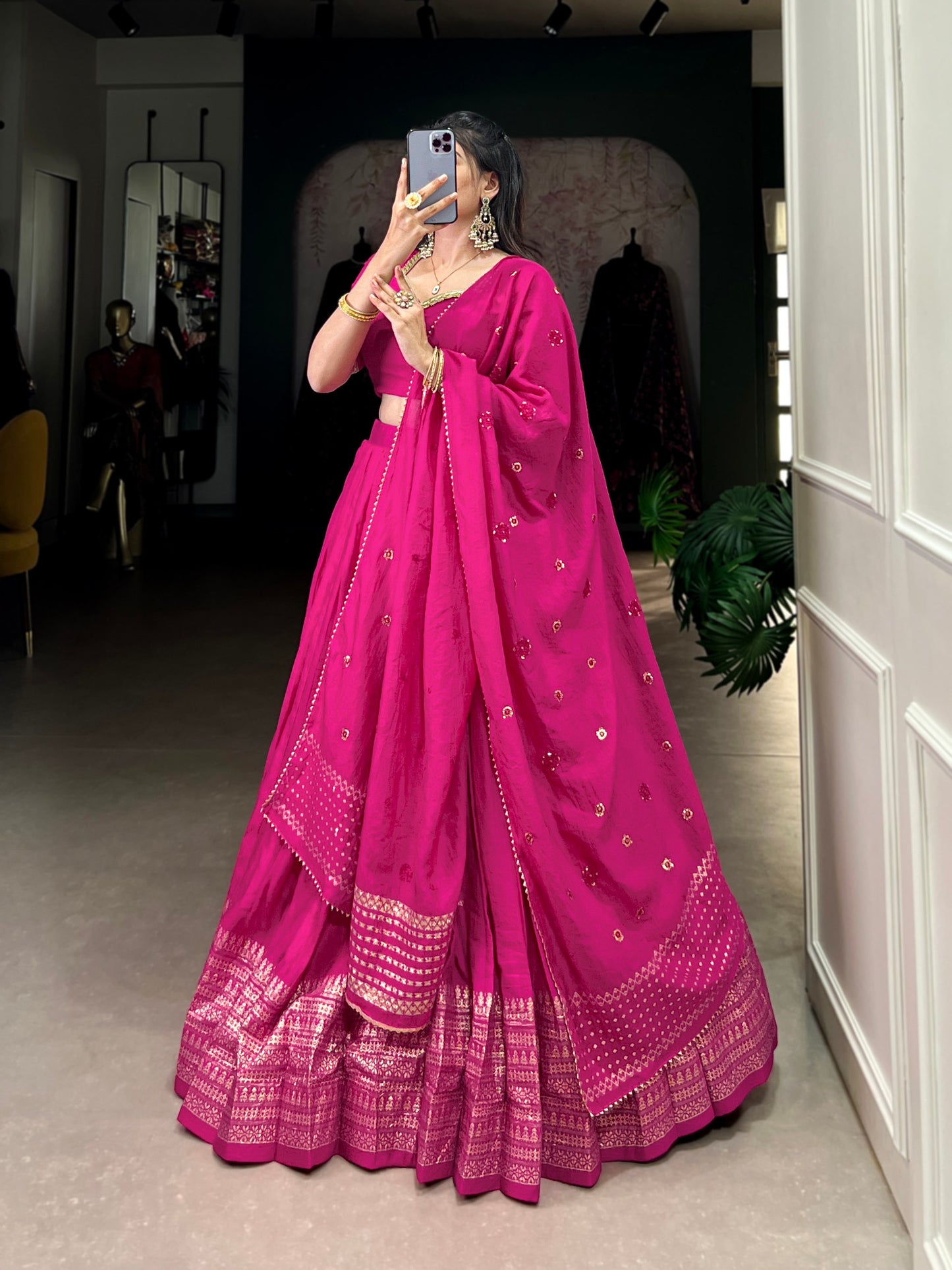 Pink Color Pure Chanderi Zari Work Lehenga Choli By WTW