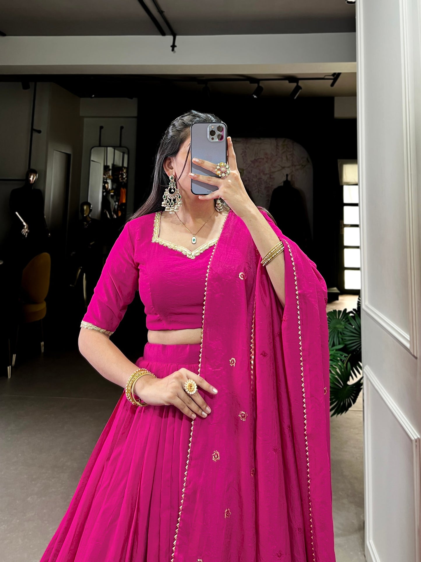 Pink Color Pure Chanderi Zari Work Lehenga Choli By WTW