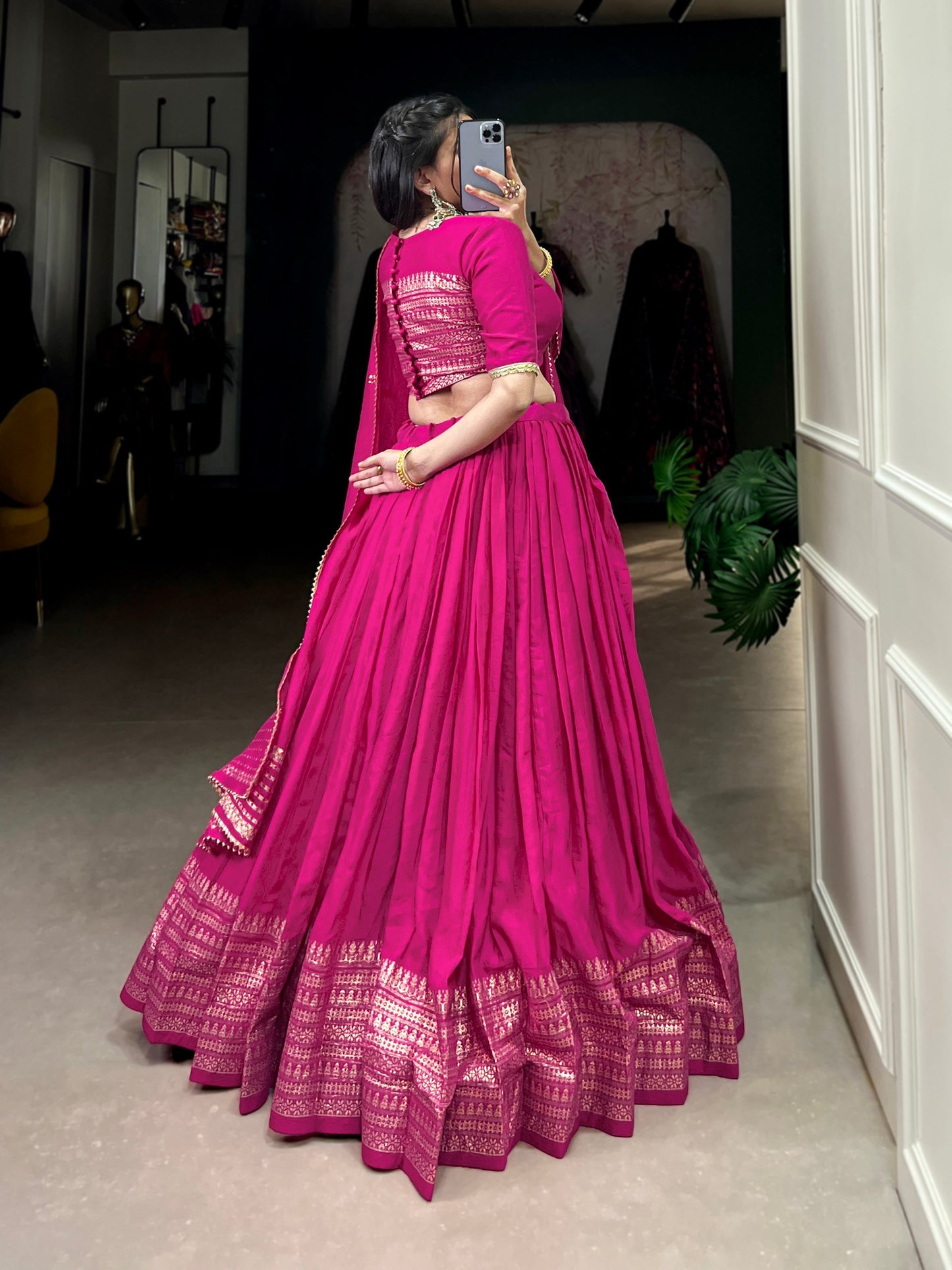 Pink Color Pure Chanderi Zari Work Lehenga Choli By WTW