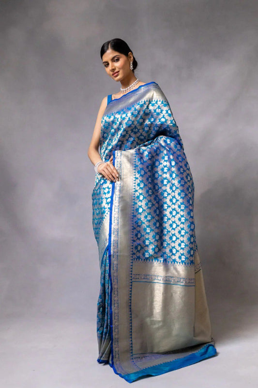Firoji Color Banarasi Jacquard Soft Silk Saree By WTW