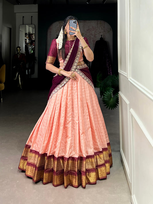 Peach The Perfect Blend Of Traditional Lehenga Choli By WTW