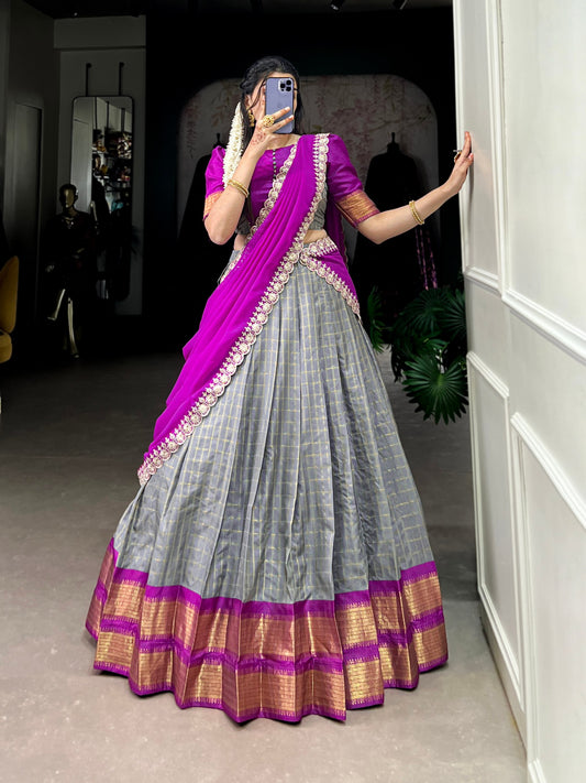 Grey The Perfect Blend Of Traditional Lehenga Choli By WTW