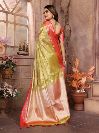 Preferable Tissue Silk Mustard Color Saree By WTW
