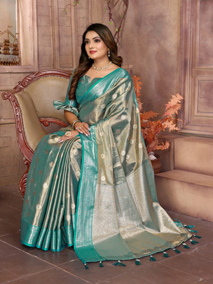 Preferable Tissue Silk Blue Color Saree By WTW
