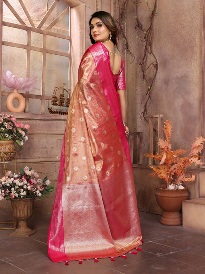 Preferable Tissue Silk Orange Color Saree By WTW